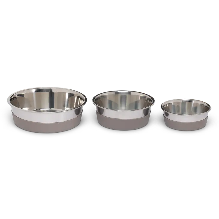 Heavy Gauge Stainless Steel Dog Bowl with Non-Slip Removable Silicone Base