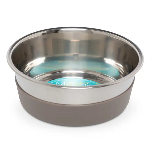 Heavy Gauge Stainless Steel Dog Bowl with Non-Slip Removable Silicone Base